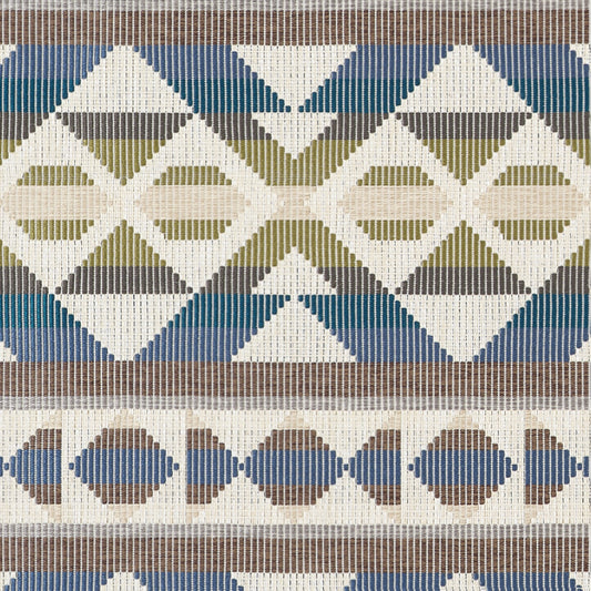 Berber Blanket Fabric by Thibaut in Green & Blue (W712027)
