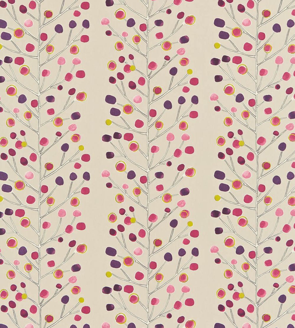 Berry Tree Fabric by Scion Mink / Plum / Berry / Lime