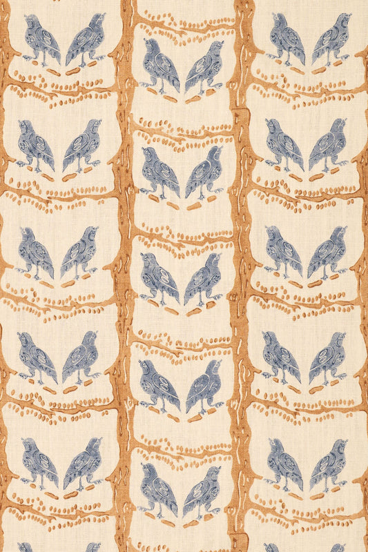 Bird Chatter Fabric by Jean Monro in China Buff
