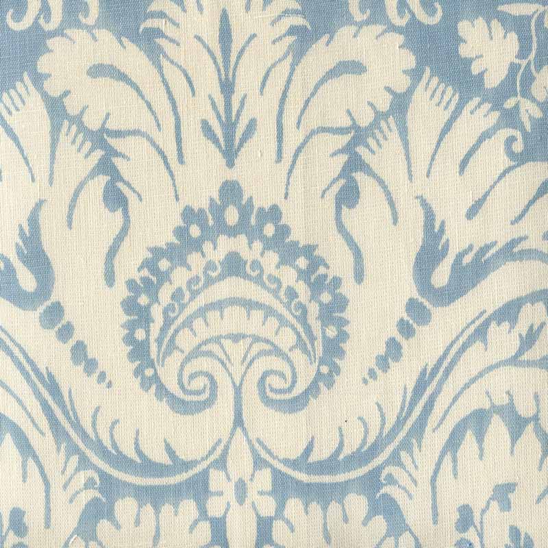 Borghese Background Wedgewood Blue on Taj Ecru fabric by Quadrille