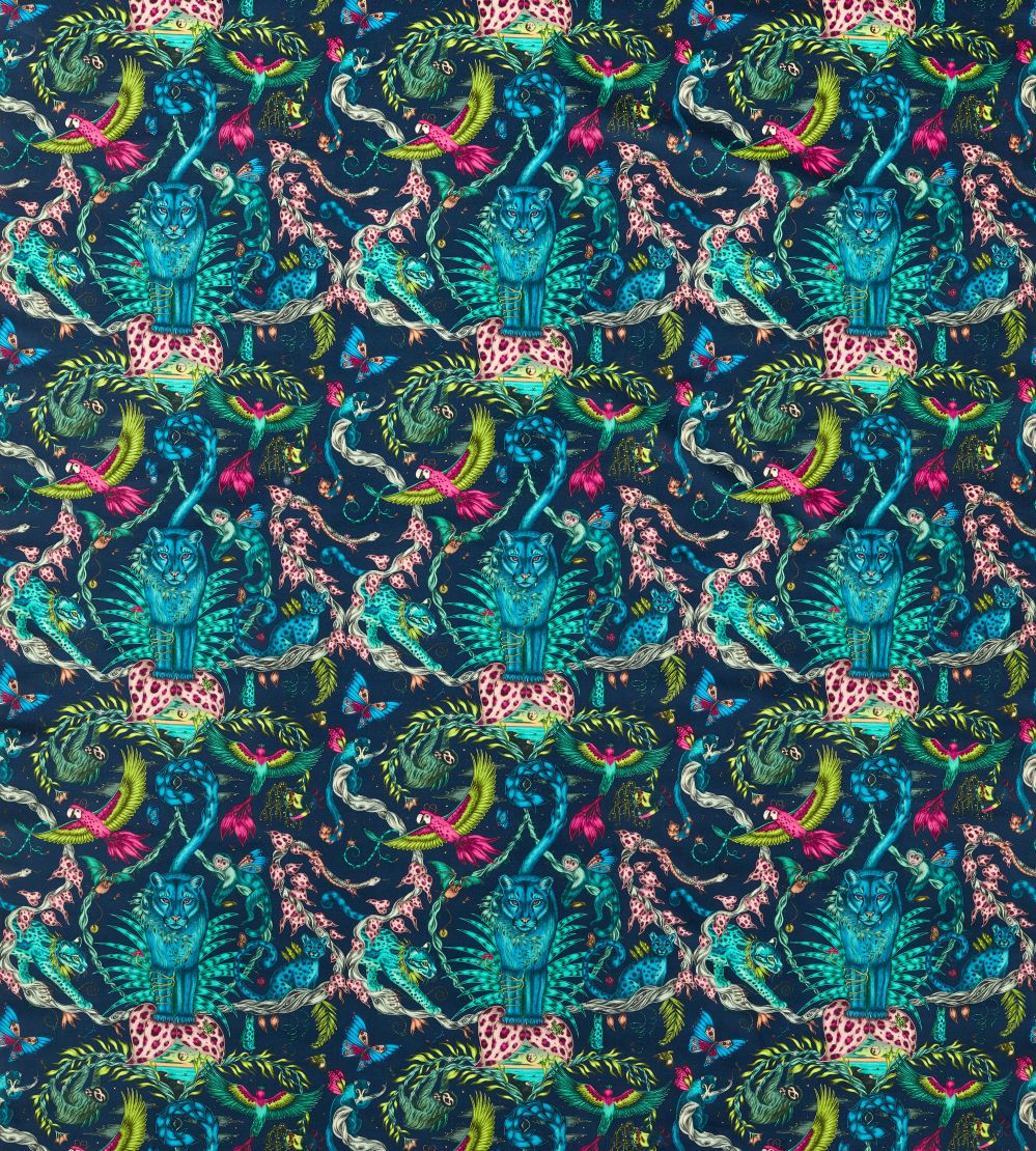 Bosque Dreams Velvet Fabric by Clarke & Clarke Navy