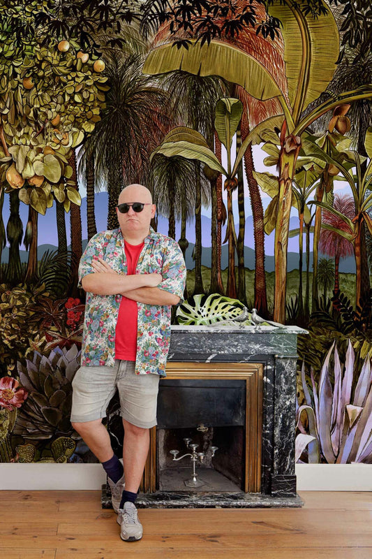 Botánico mural by Coordonné in Mañana, shown in a styled room