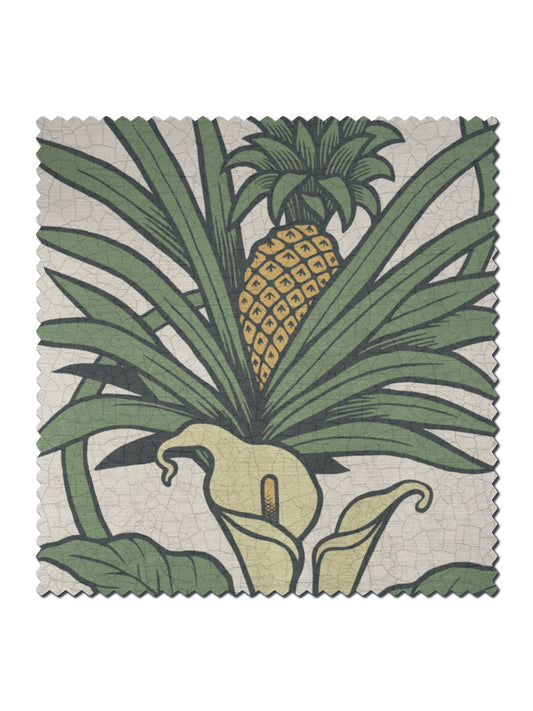 Botanize Heritage Velvet Fabric by Divine Savages in Palm Green, pattern swatch