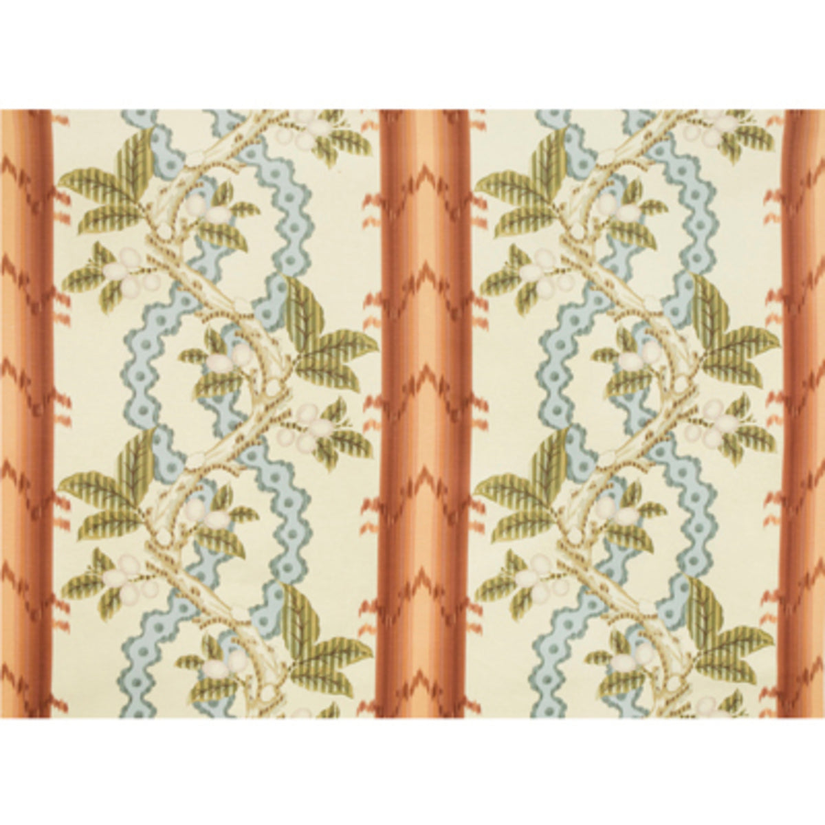 Josselin Cotton And Linen Print Fabric by Brunschwig & Fils in Rust And Blue