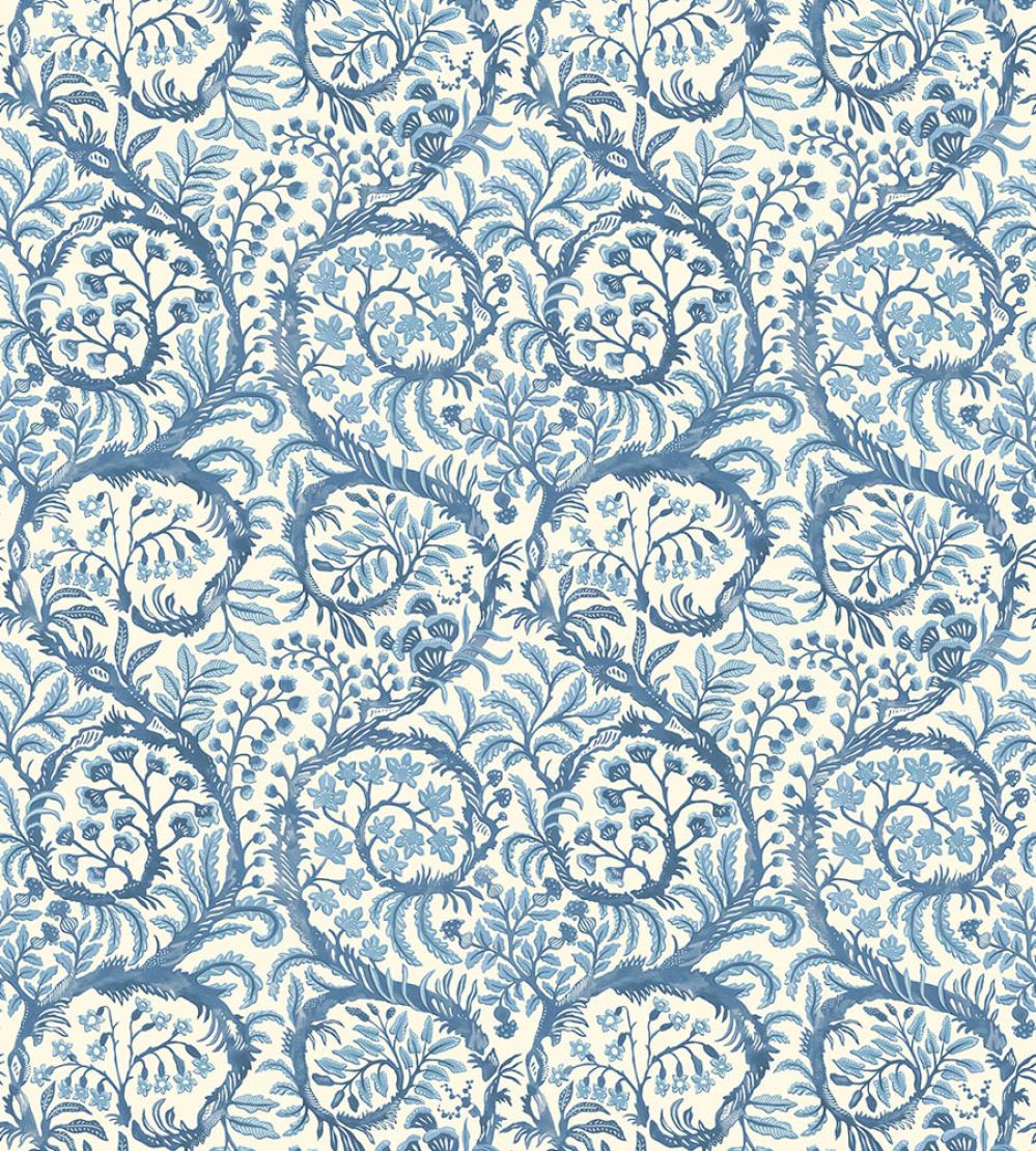Butterow Wallpaper by Josephine Munsey Bright Blue and White