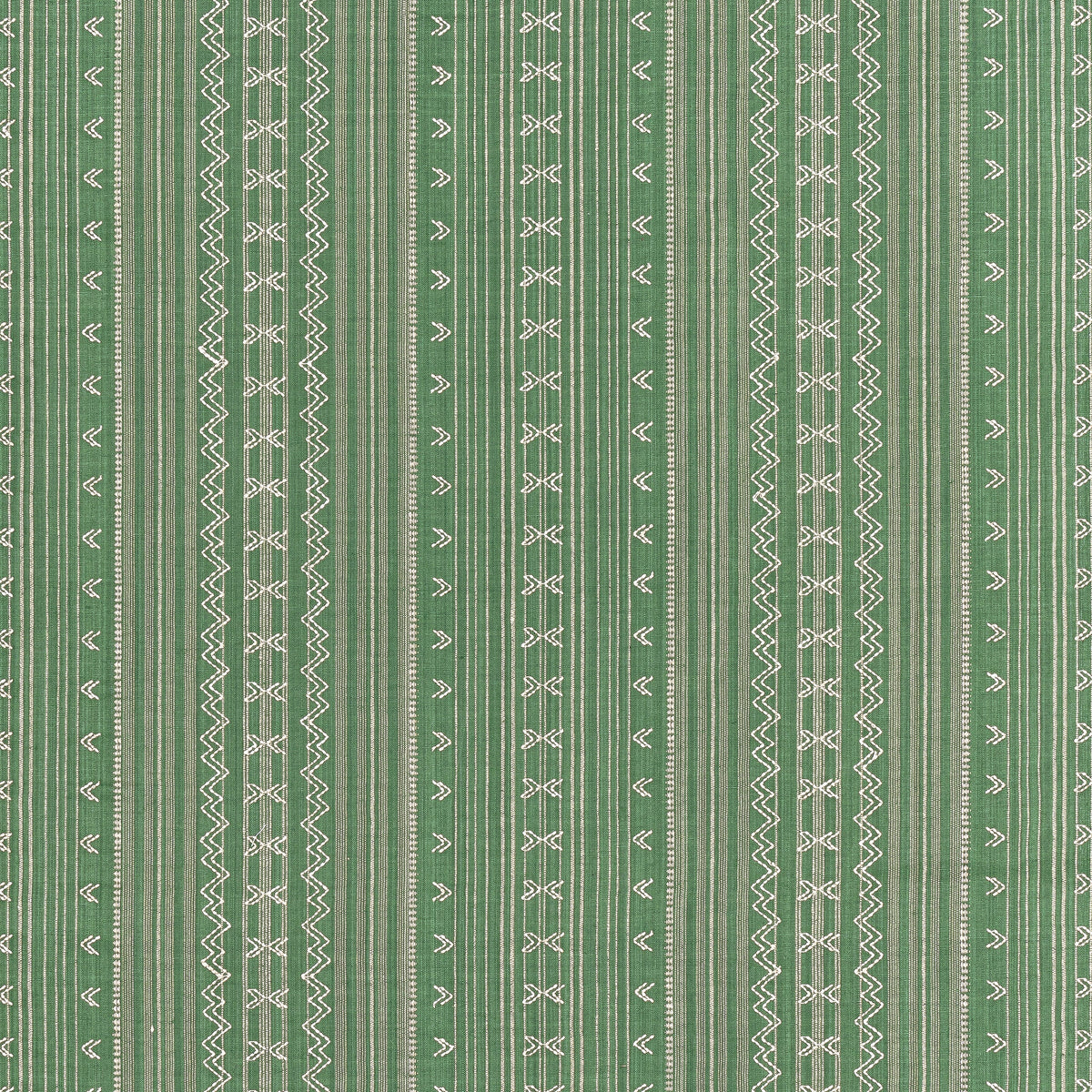 Charter Stripe Embroidery Fabric by Thibaut in Green (W736458)