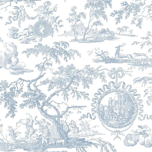 Chasse de Diane Toile Bleu fabric by Charles Burger