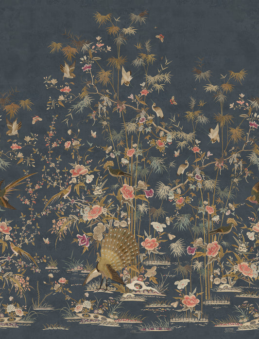 Chinoiserie Garden Dark Blue mural by Sandberg