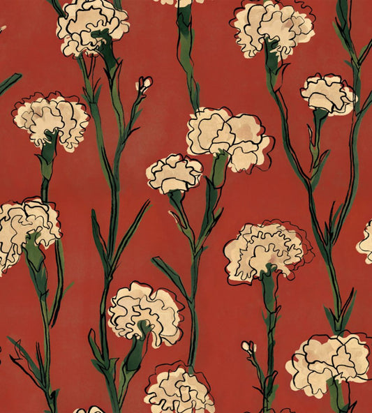 Clavelitos Wallpaper by Tres Tintas Red
