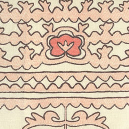 Clementine Embroidery Peach Pink Brown on Tint fabric by Home Couture