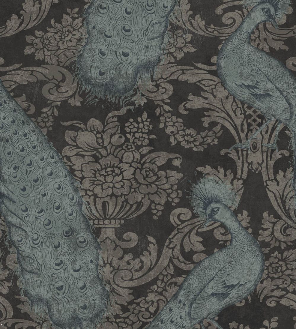 Byron Wallpaper by Cole & Son Teal & Graphite