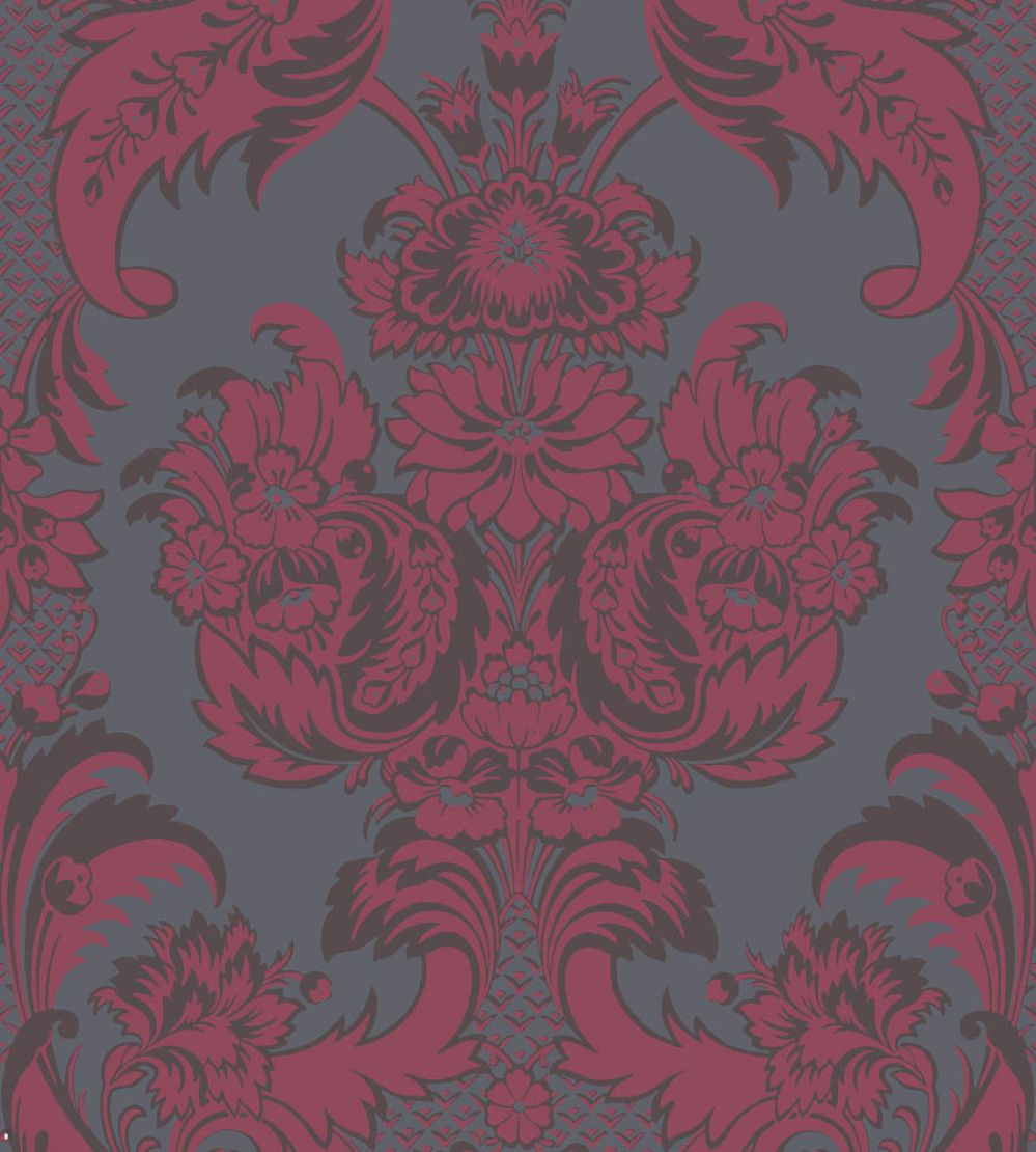 Wyndham Wallpaper by Cole & Son Red & Slate