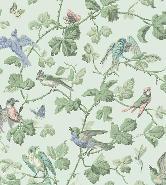 Winter Birds Wallpaper by Cole & Son Lilac & Teal