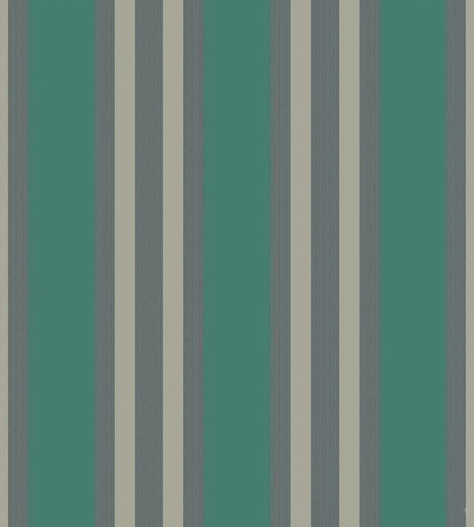 Polo Stripe Wallpaper by Cole & Son Teal/Gilver