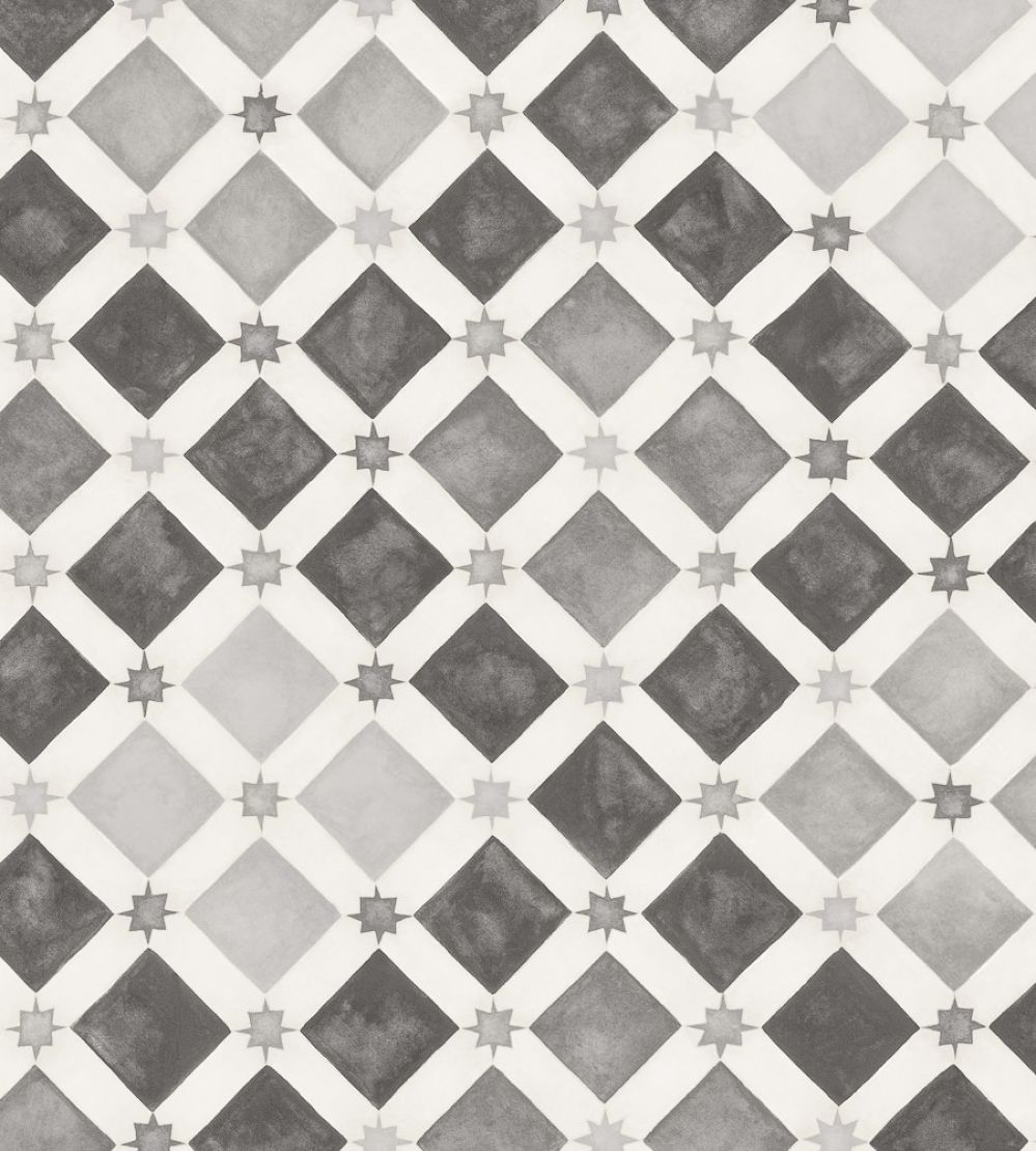 Zellige Wallpaper by Cole & Son Soot/Snow