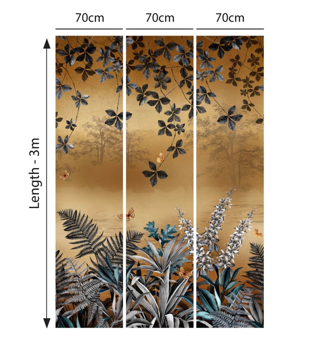 Copper Dawn Lake Mural by Avalana Metallic Gold