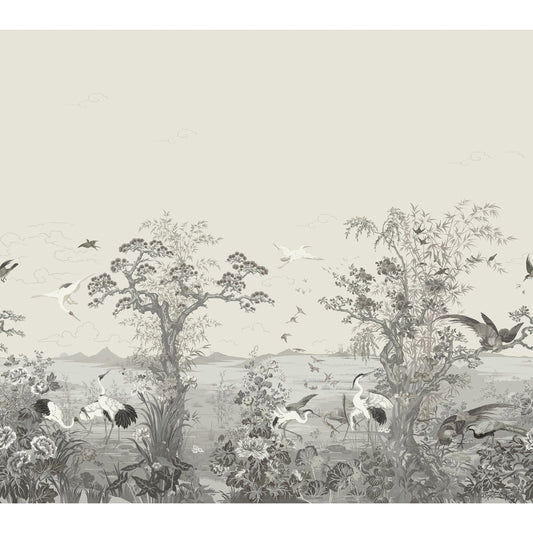 Crane Mural by Thibaut in Grey (TM4511)