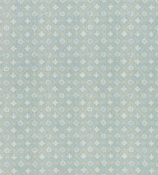 Croft Trellis Fabric by Mulberry Home Old Blue