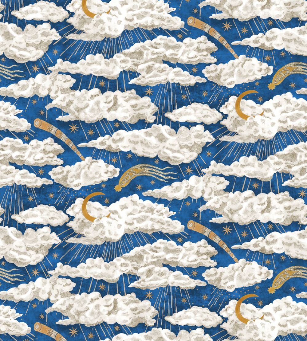 Cumulus Luna Wallpaper by Josephine Munsey Bright Blue