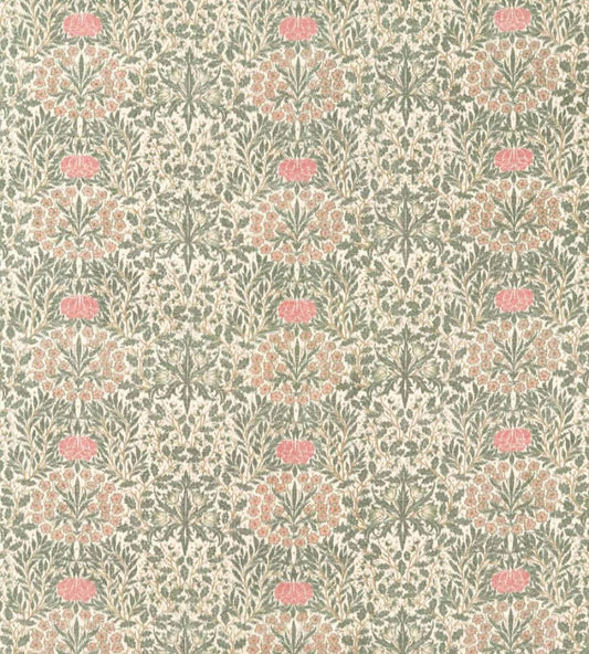 Daisy & Oak Warp Print Fabric by Morris & Co Forest/Rose