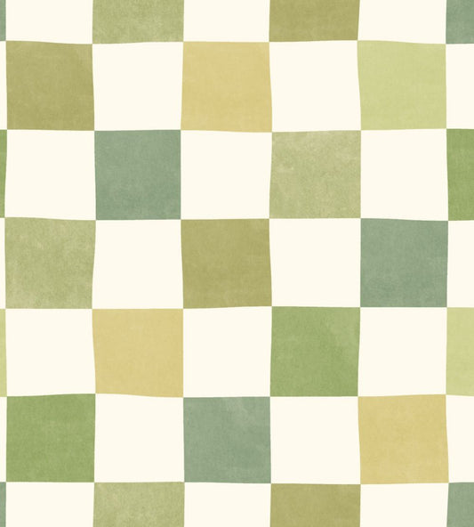 Disco Check Wallpaper by Ohpopsi Olive Mix