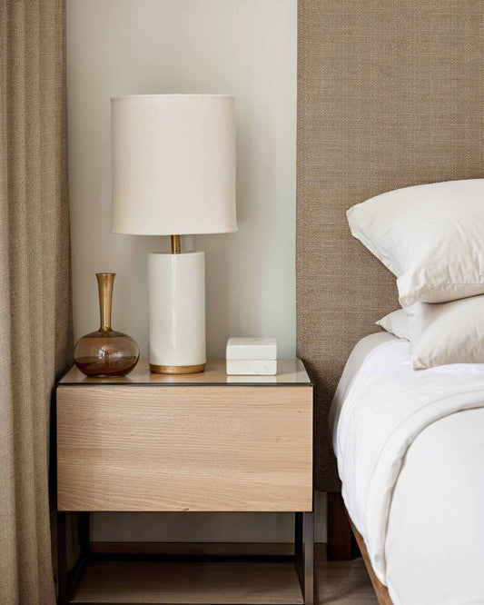 Double Folded Linen fabric by Coordonné in Beige/Nude T6481005, shown in a styled room