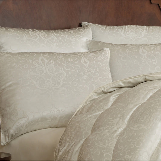 Eliasa Icelandic Eiderdown Silk Pillow by Downright, styled on a bed