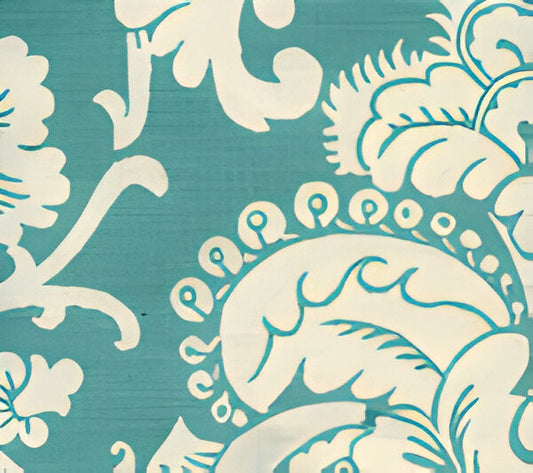 Este Reverse Turquoise fabric by Quadrille