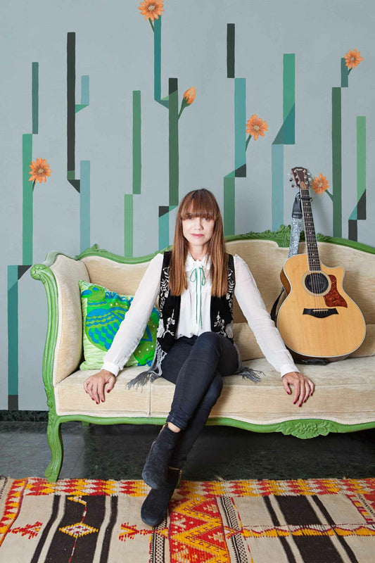Flor de Cactus mural by Coordonné in Día, shown in a styled room