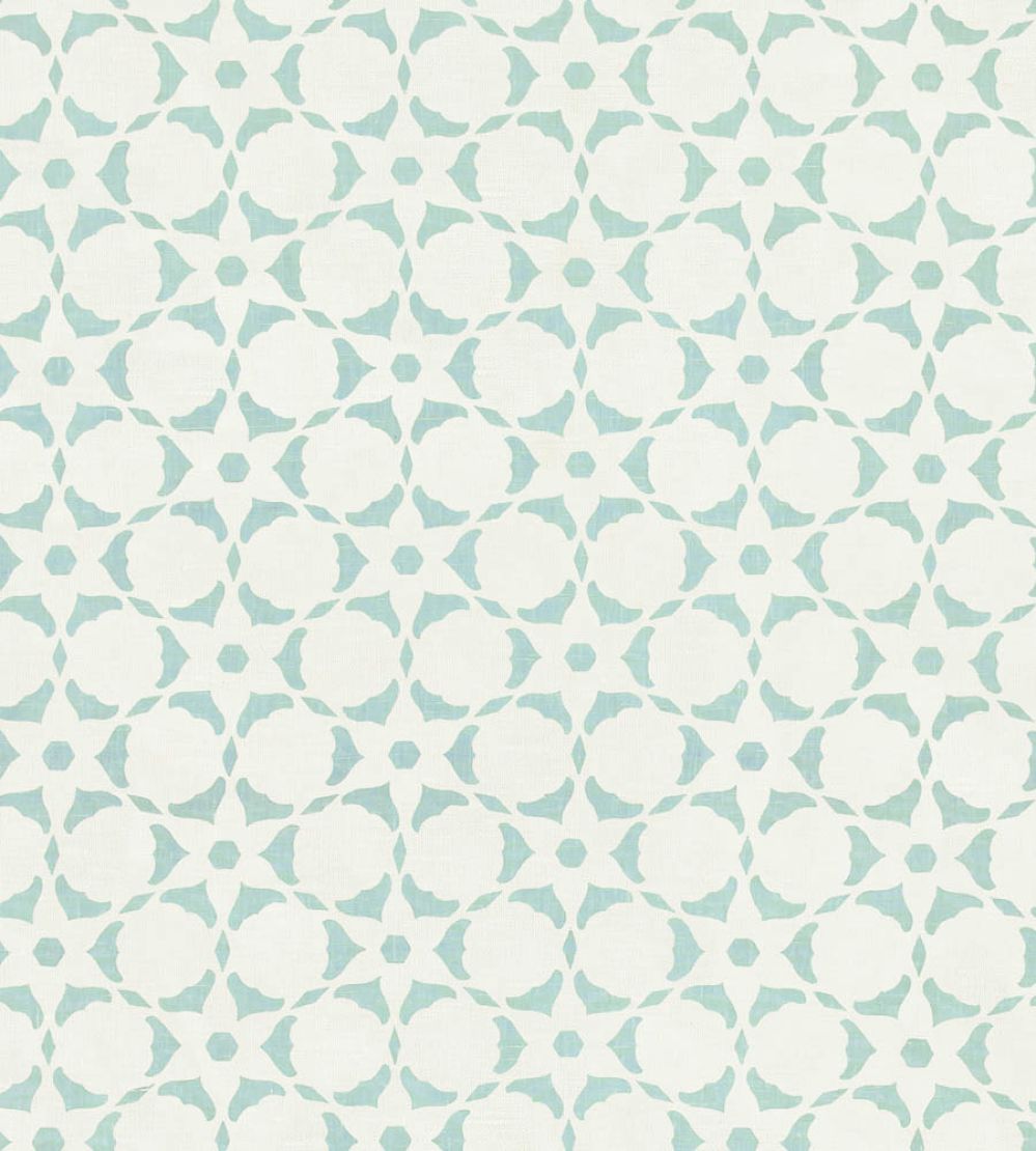 Flower Stencil Fabric by Vanderhurd Aquamarine/Moonstone