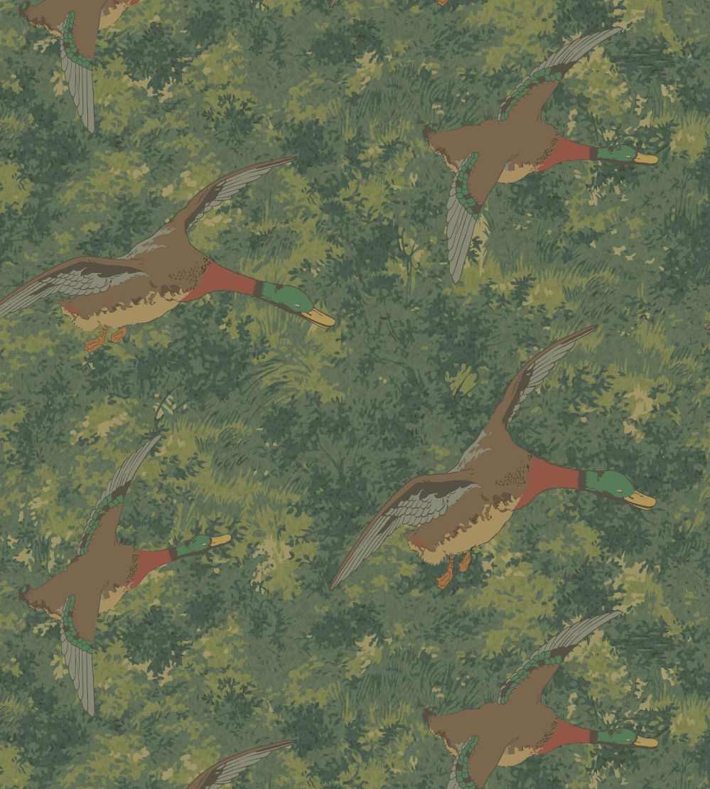 Forest Ducks Wallpaper by Mulberry Home Emerald