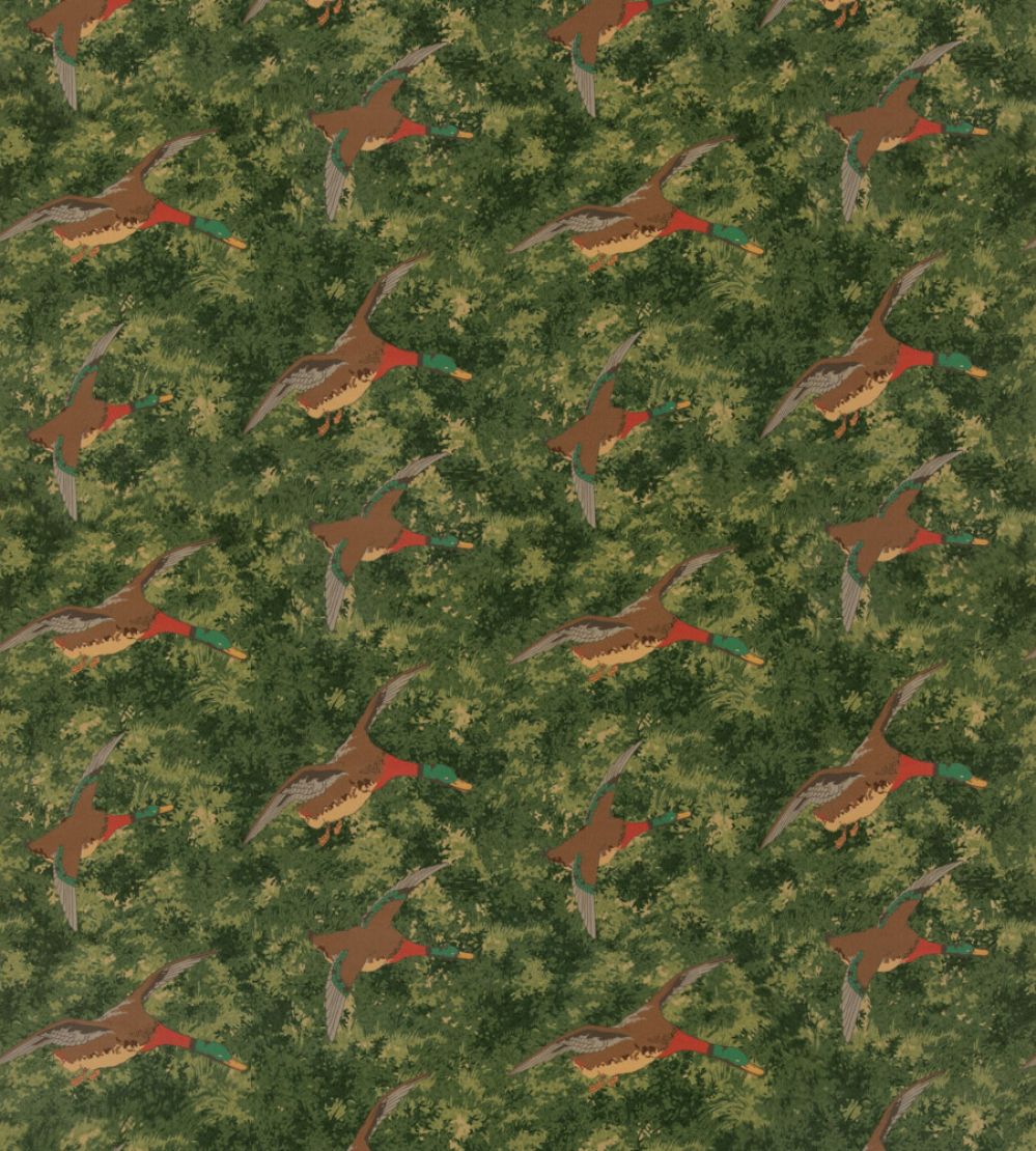Forest Ducks Velvet Fabric by Mulberry Home Emerald