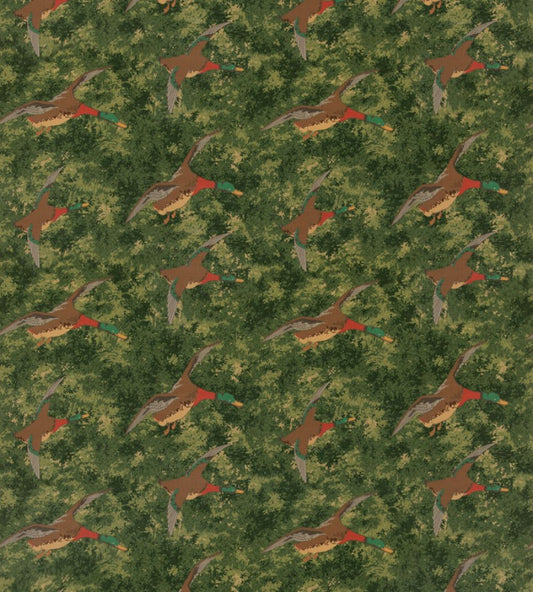 Forest Ducks Velvet Fabric by Mulberry Home Emerald