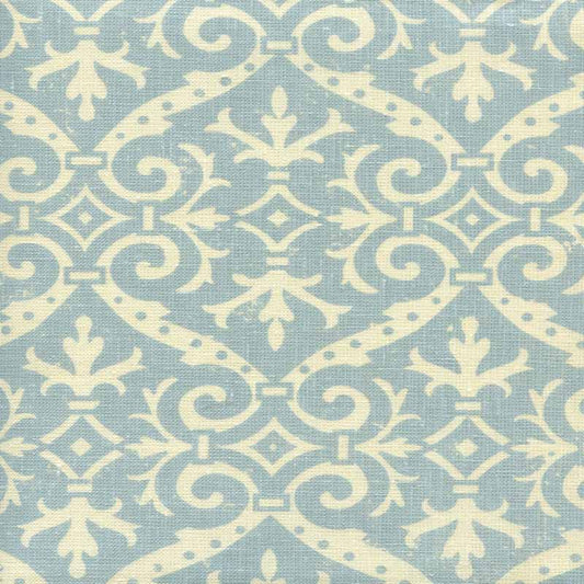 French Damask Reverse Soft Windsor Blue fabric by Quadrille