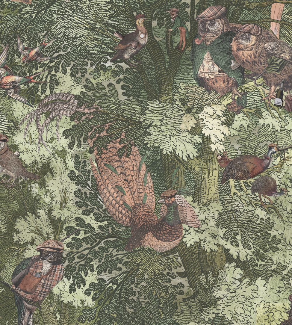 Gentlemen Birds Wallpaper by Brand McKenzie Woodland