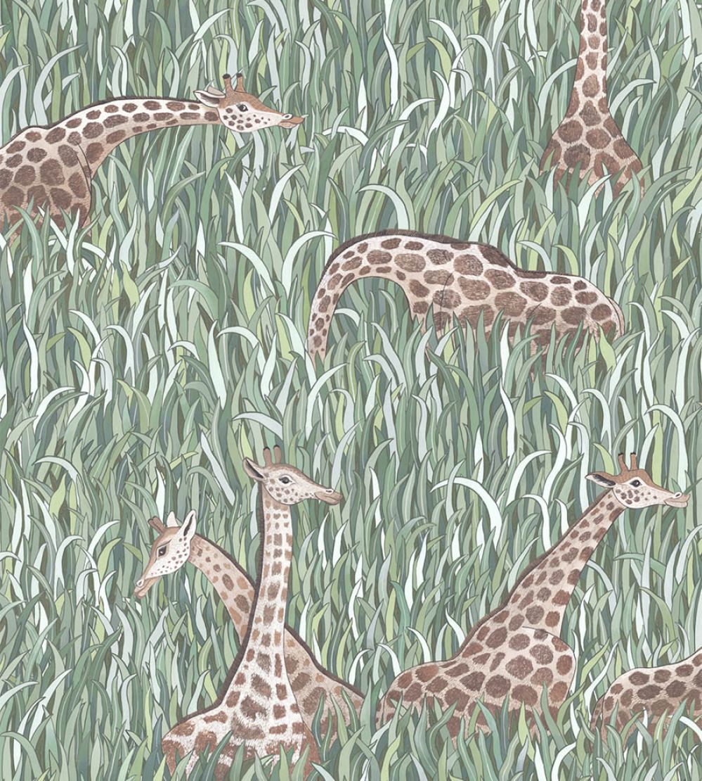 Giraffes Wallpaper by Josephine Munsey Aqua