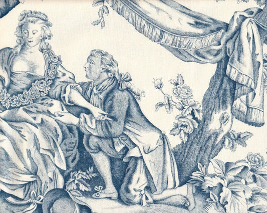 Greuze Toile Turquoise fabric by Charles Burger