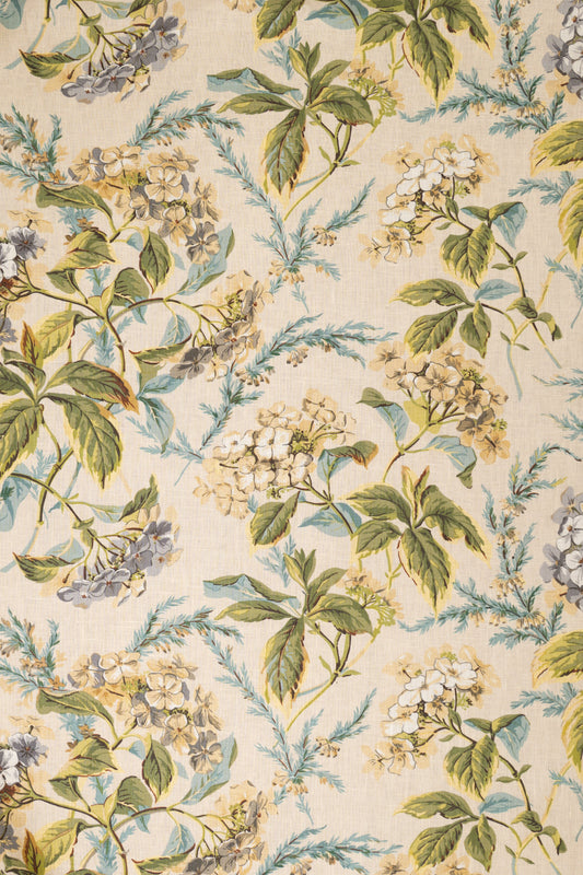 Heather & Hortensia Fabric by Jean Monro in Lime/White