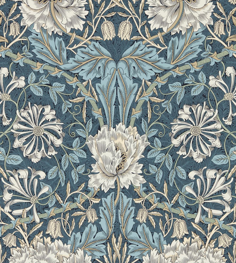 Honeysuckle & Tulip Wallpaper by Morris & Co Woad/Thyme