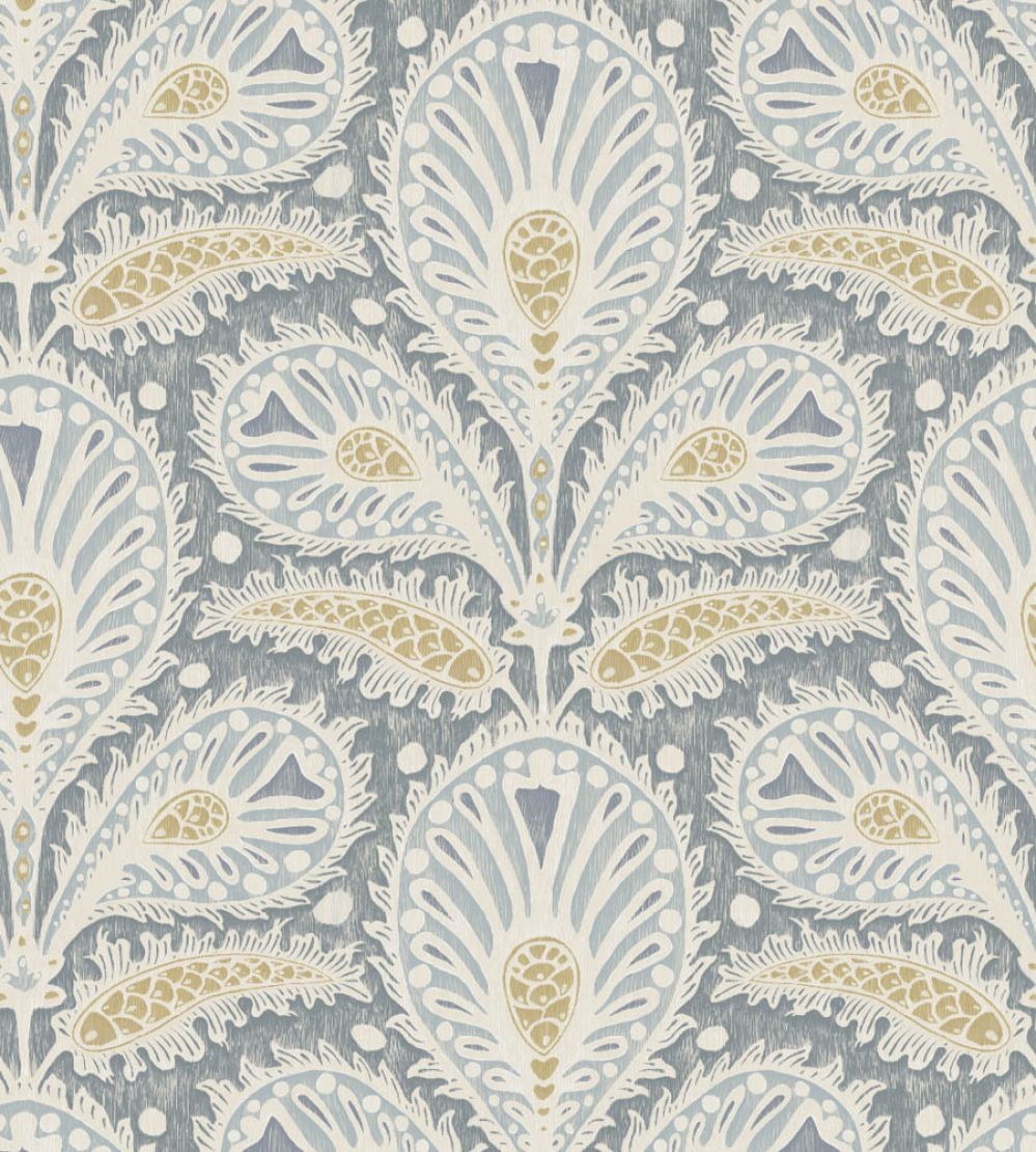 Ikat Clover Wallpaper by Josephine Munsey Blue and Yellow