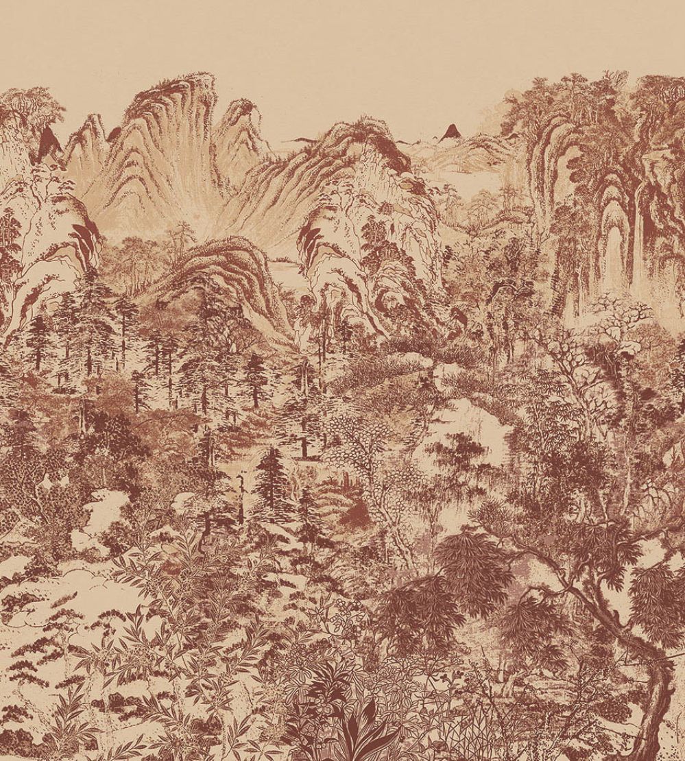 Illustrative Forest Mural by Eijffinger Red