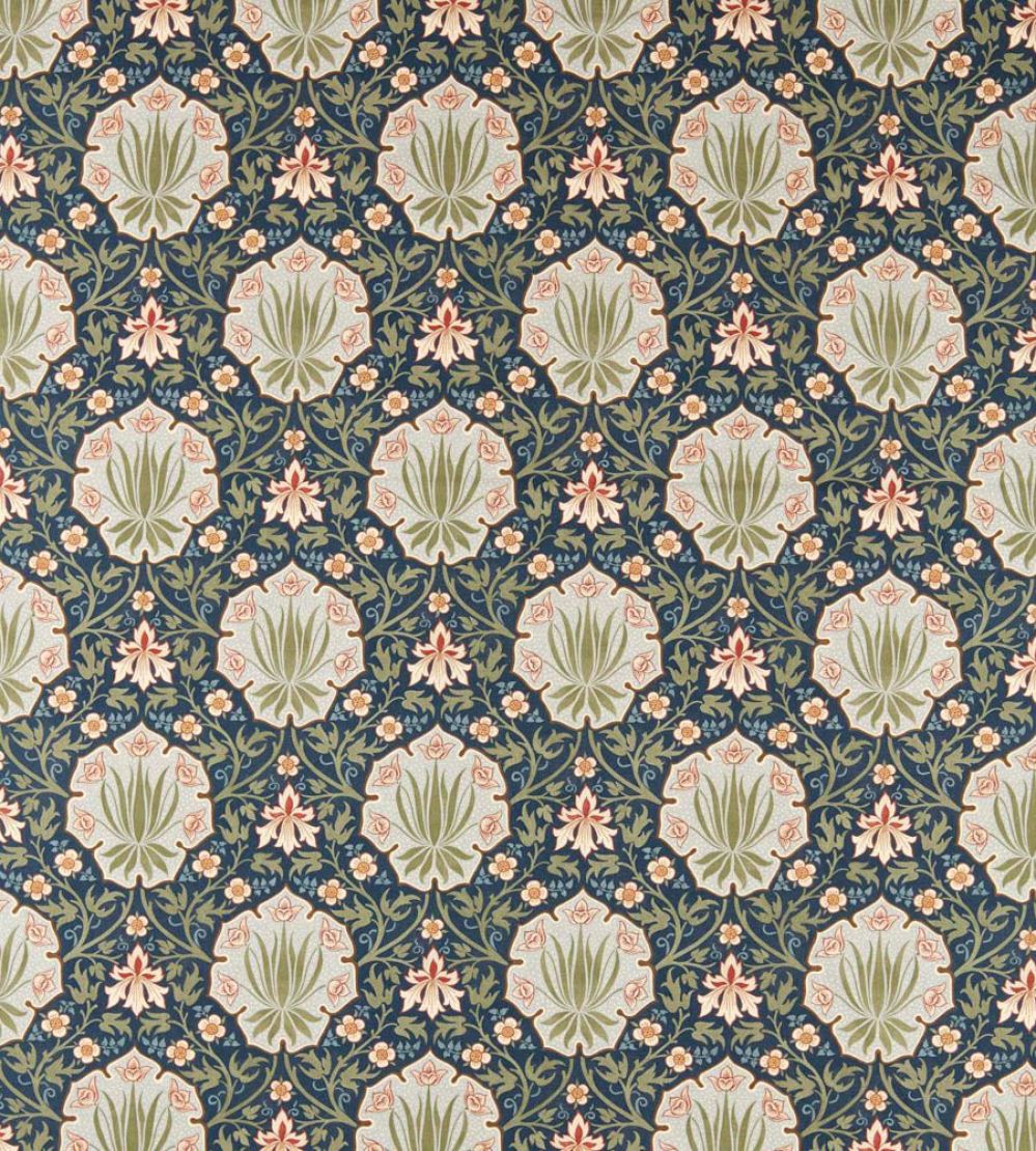 Iris & Rose Fabric by Morris & Co Indigo/Thyme