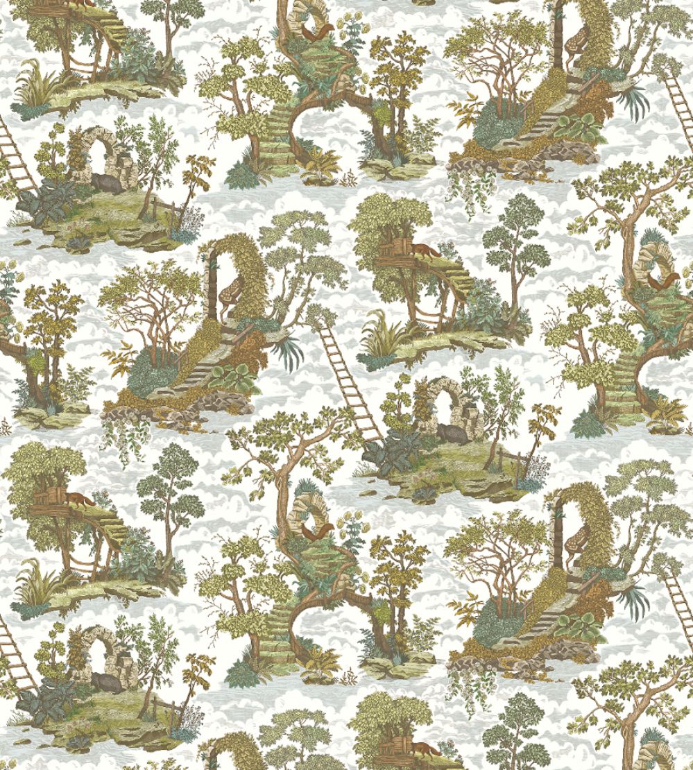 Islet Hoping Wallpaper by Josephine Munsey Olive and Blue