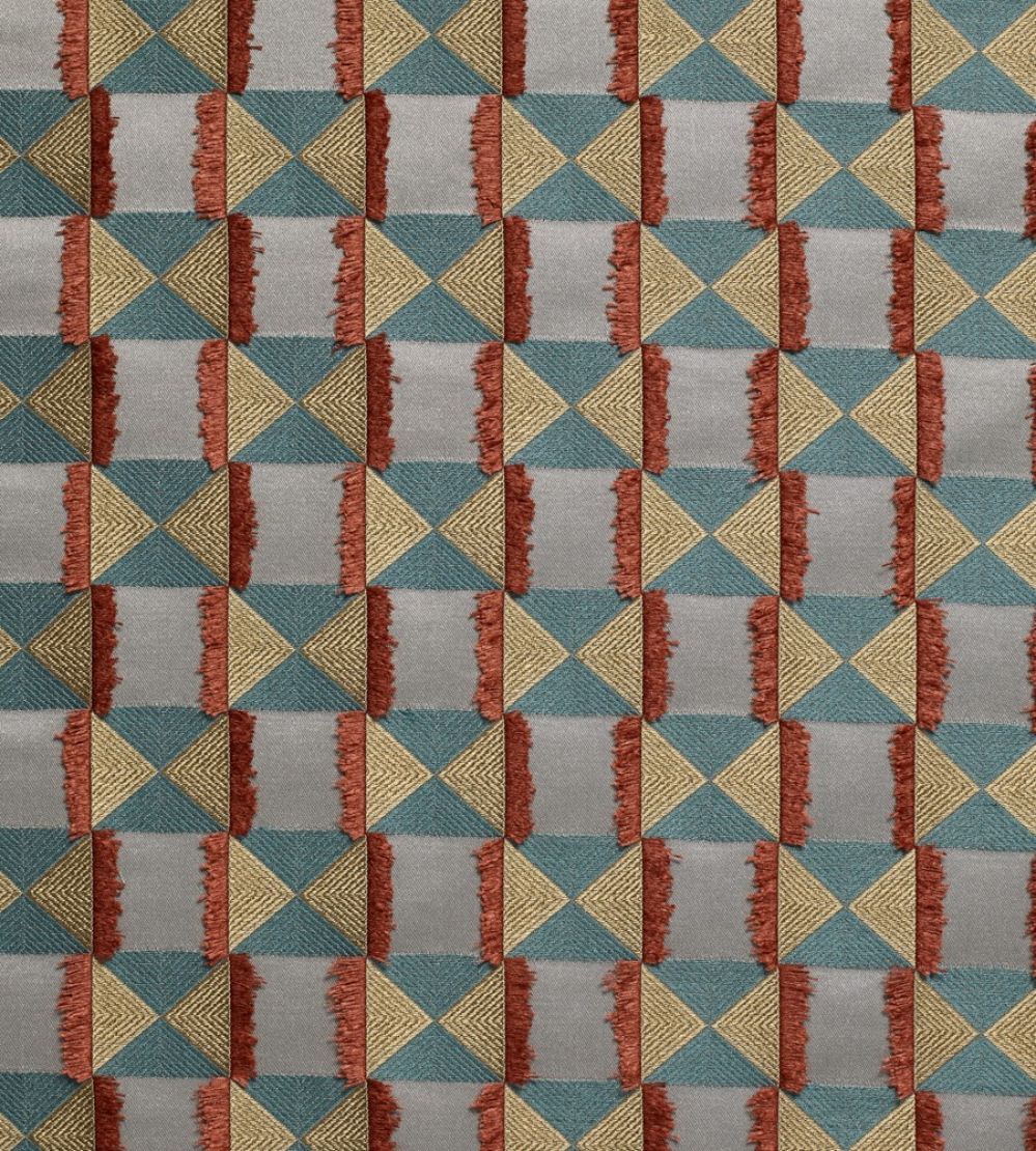 Charleston Fabric by James Hare Teal/Orange