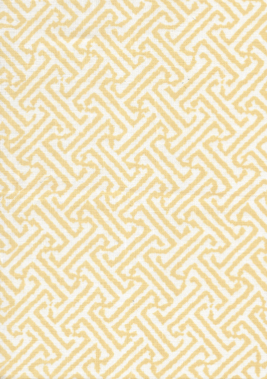Java Java Yellow on White Linen fabric by China Seas
