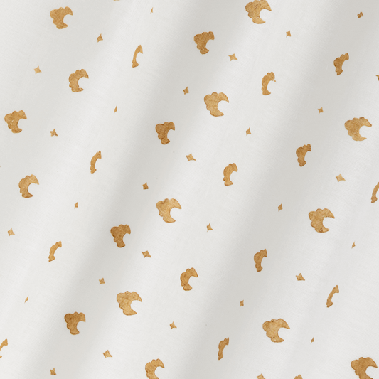 Kokoshnik Linen Voile Fabric by Volga Linen in Old Gold/Oyster, rippled to show the drape