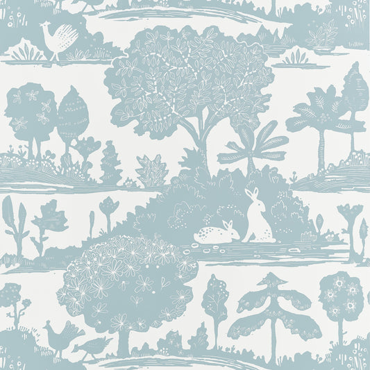 La Foret Wallpaper by Thibaut in Spa Blue (T14650)