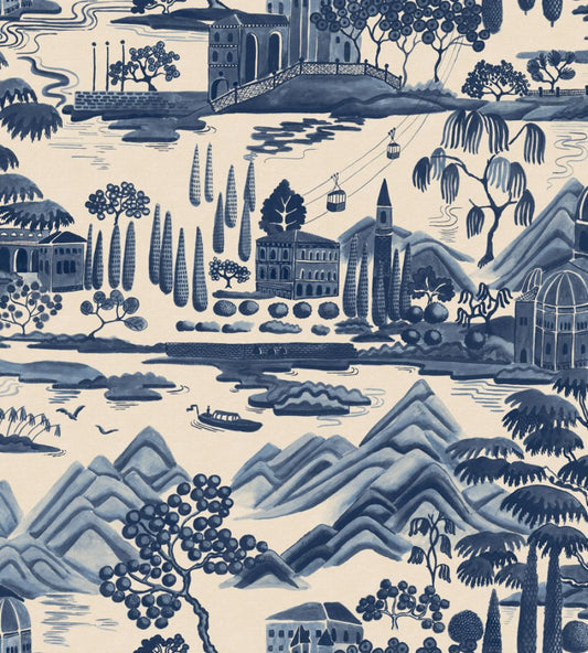 Lake Como Wallpaper by Sandberg Blue