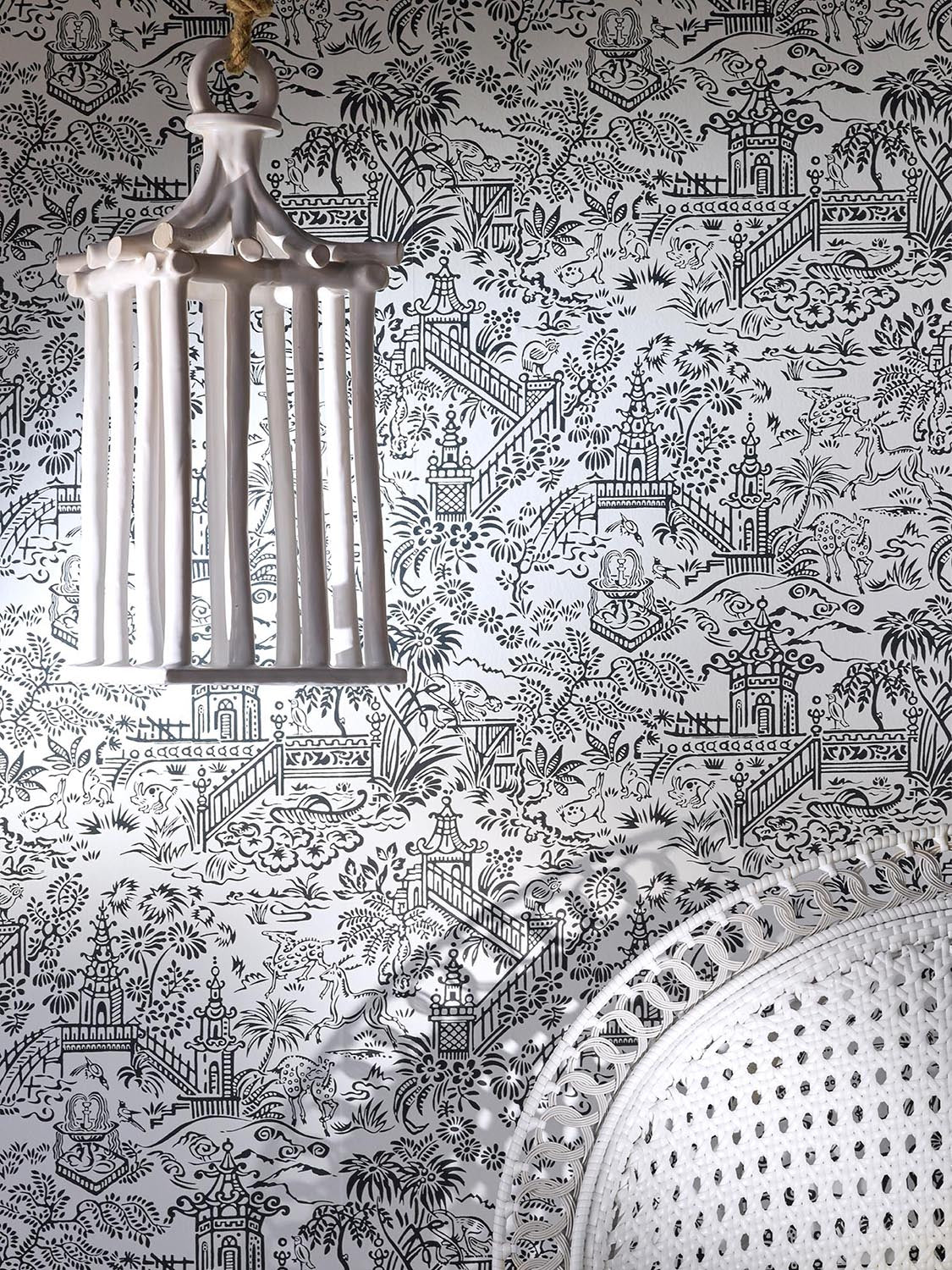 Les Pagodes Fabric by Pierre Frey shown in a room setting (view 2)