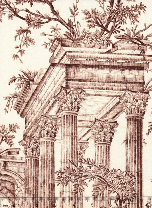 Les Pecheurs Toile Bistre fabric by Charles Burger